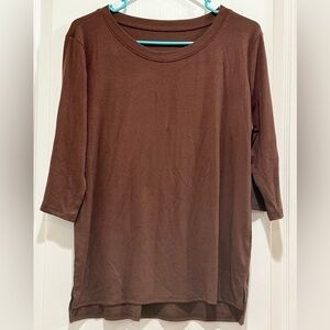 Brown Ribbed Knit Top XL